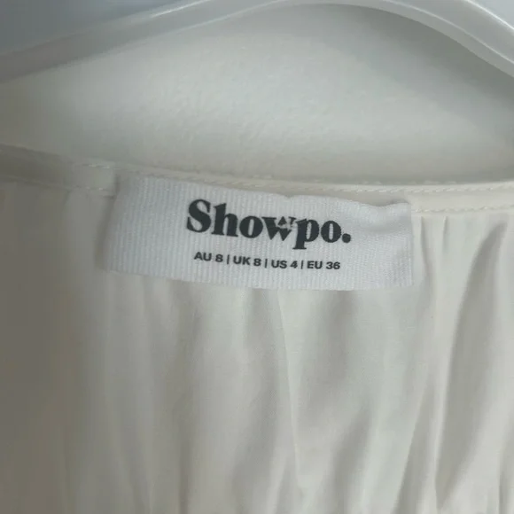 Showpo White V-Neck Puff Sleeve Maxi Dress Size 4 - Picture 7 of 15